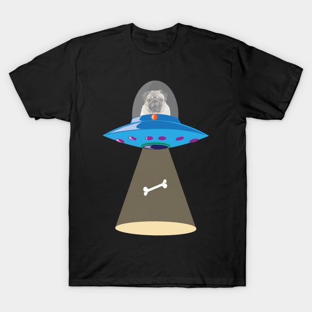 UFO Alien Shirt Funny Pug Abduction Believe Gift T-Shirt by Blink_Imprints10